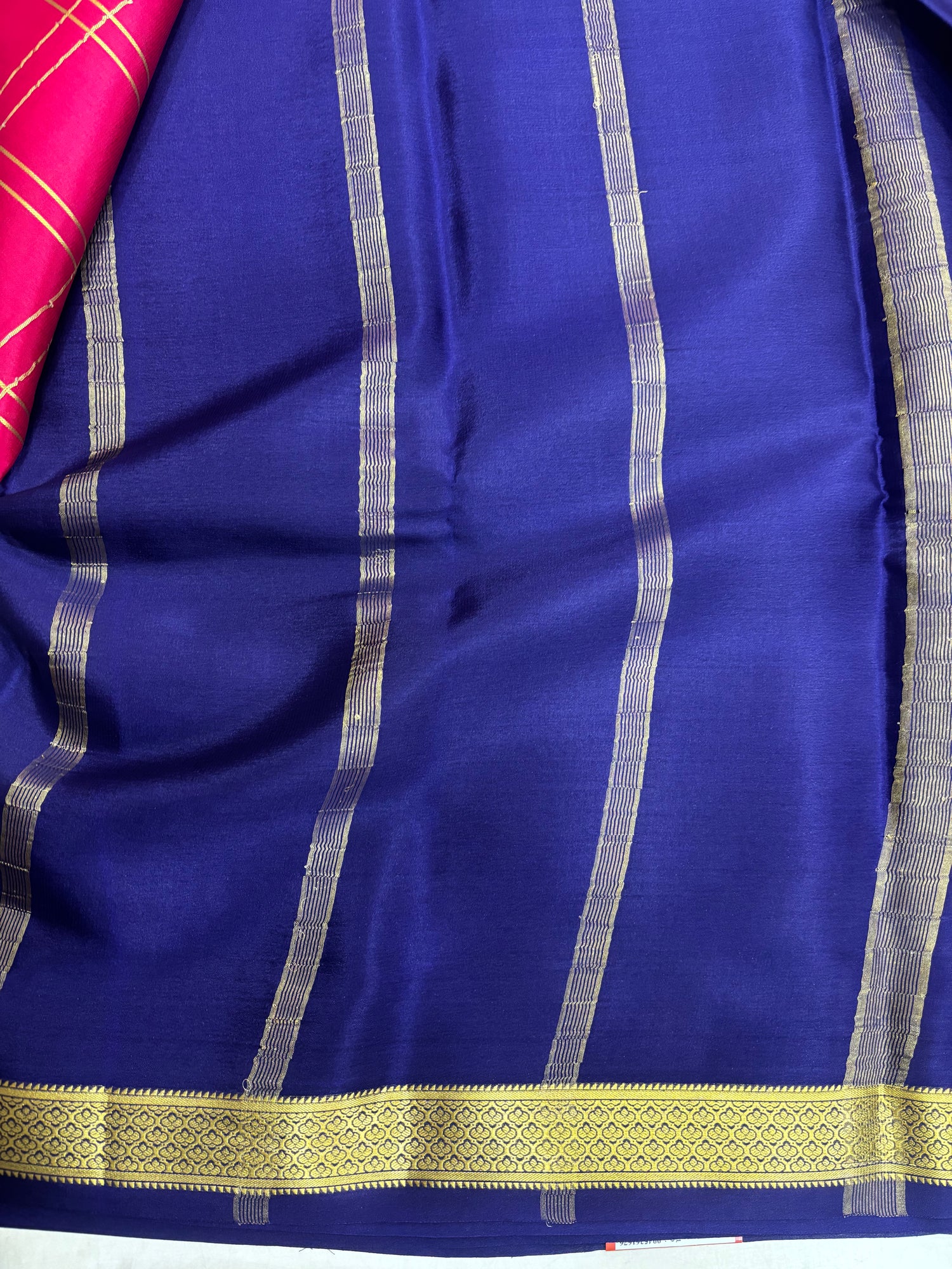 Pure Crepe Silk Chex Saree With Silk Mark (GH4421)