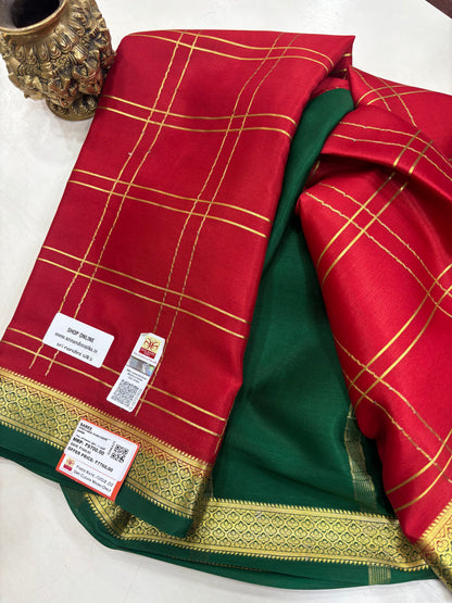 Pure Crepe Silk Chex Saree With Silk Mark (GH4421)