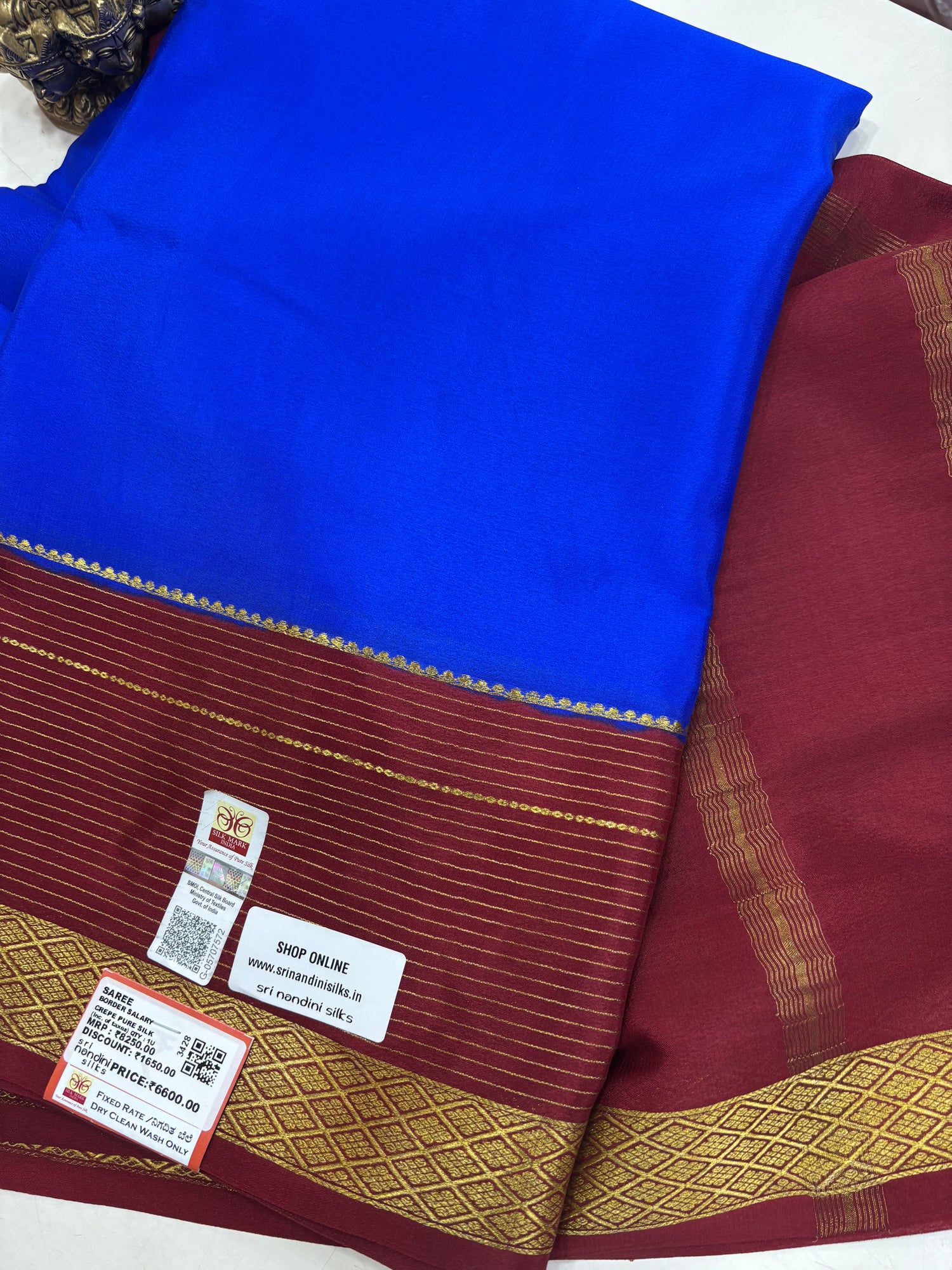 Pure Crepe Silk Saree With Silk Mark (3428)