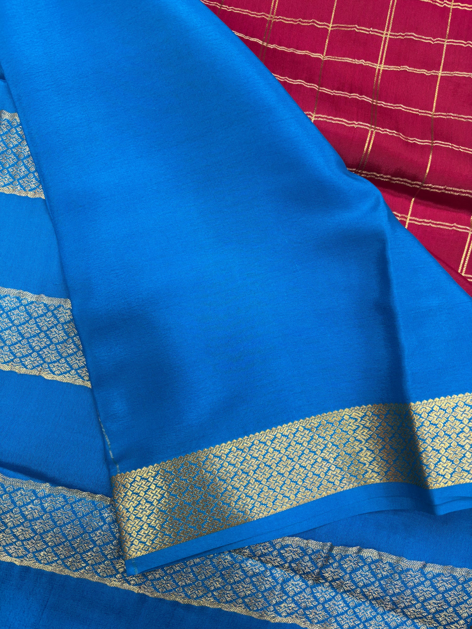 Pure Crepe Silk Chex Saree With Silk Mark (GH4423)