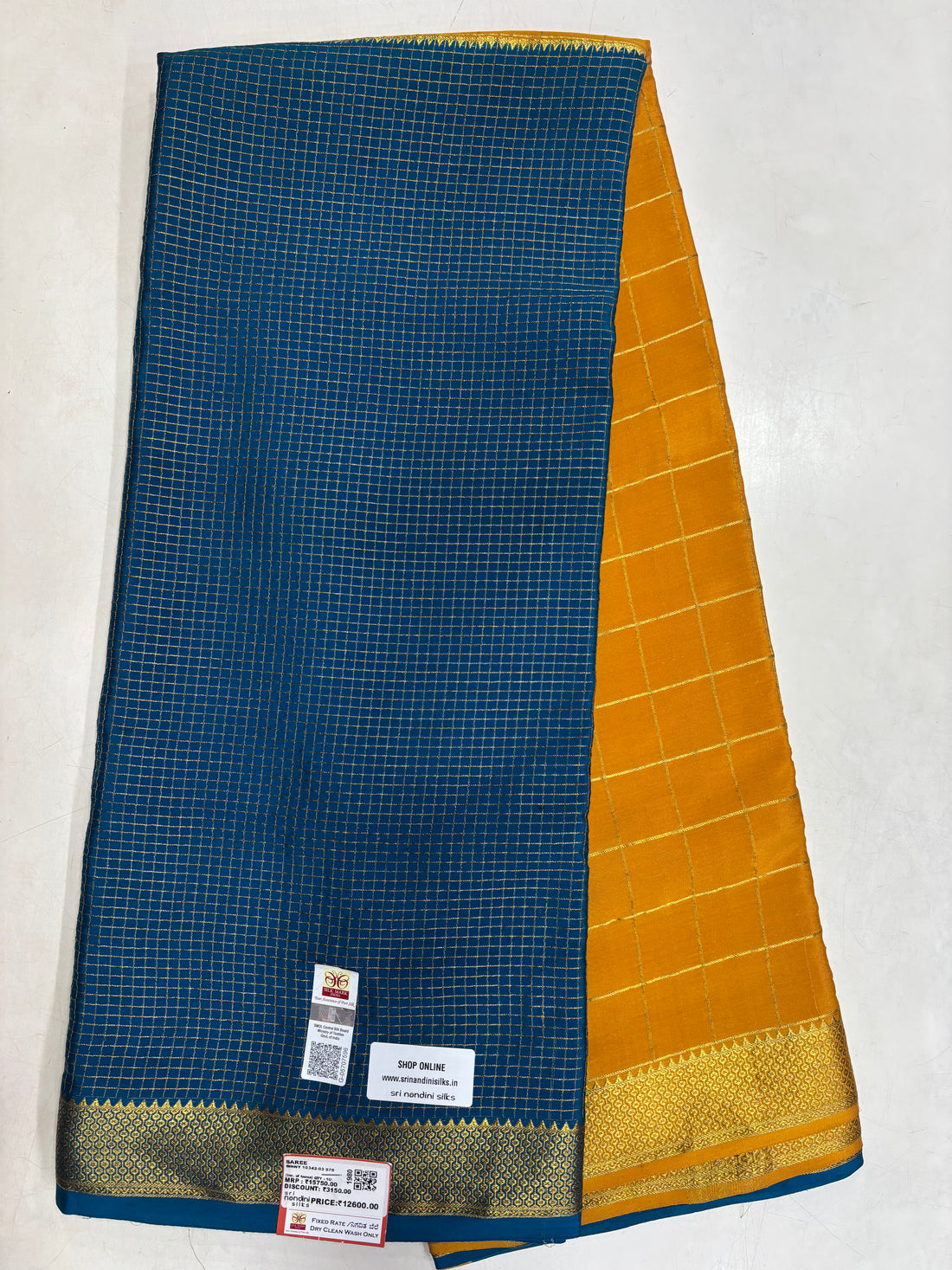 Pure Crepe Silk 2D Chex Saree With Silk Mark (1980)