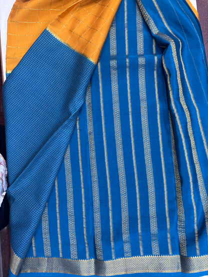 Pure Crepe Silk 2D Chex Saree With Silk Mark (1980)