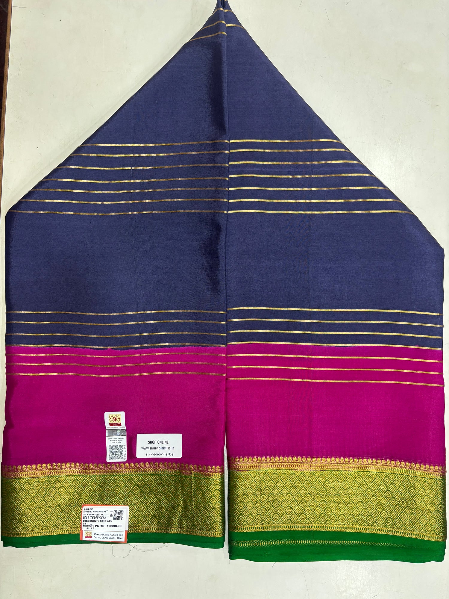 Pure Crepe Silk 2D Saree With Silk Mark (1944)