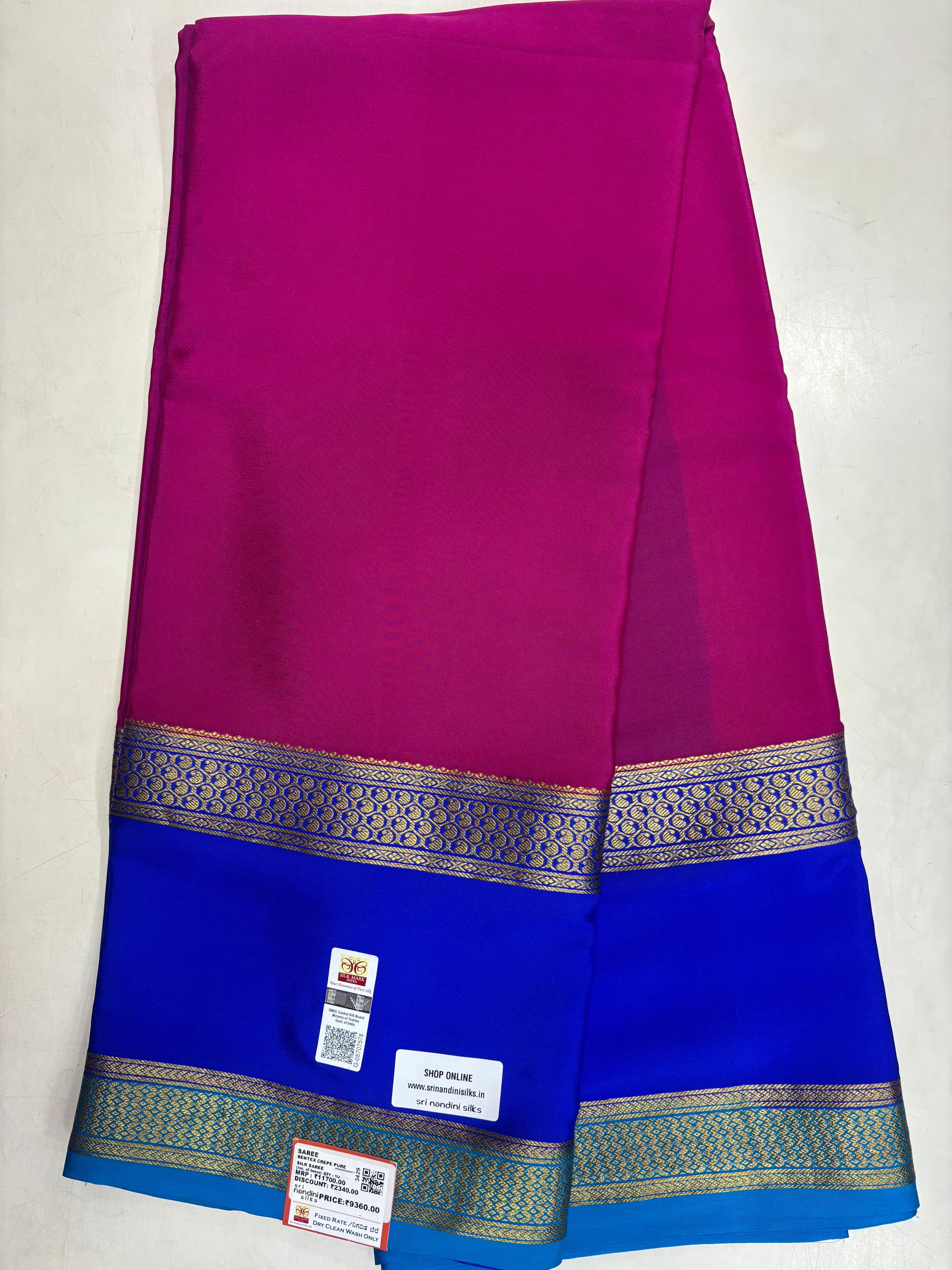 Pure Crepe Silk 2D Saree With Silk Mark (3429)