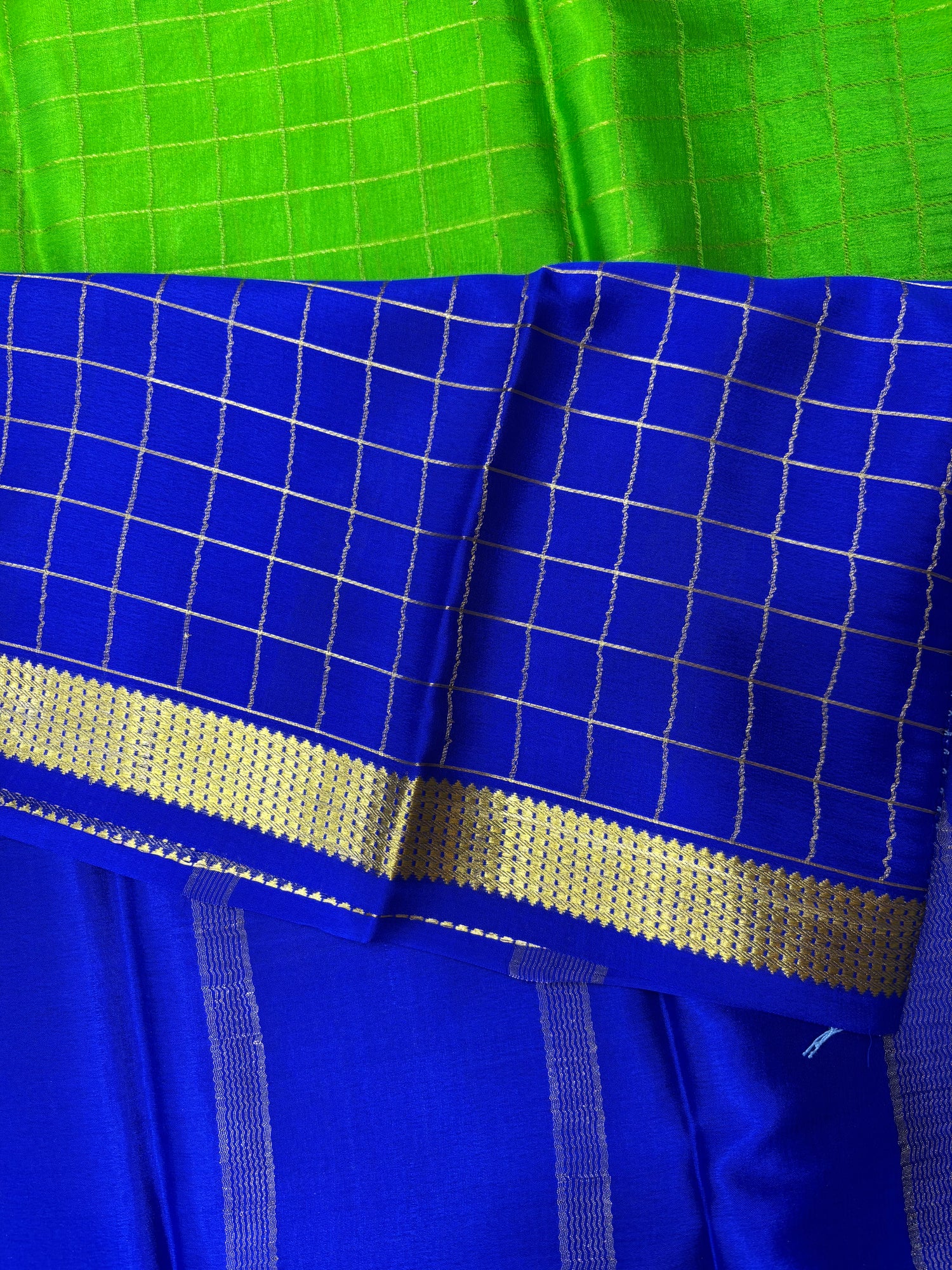 Pure Crepe Silk Chex Saree With Silk Mark (8497)