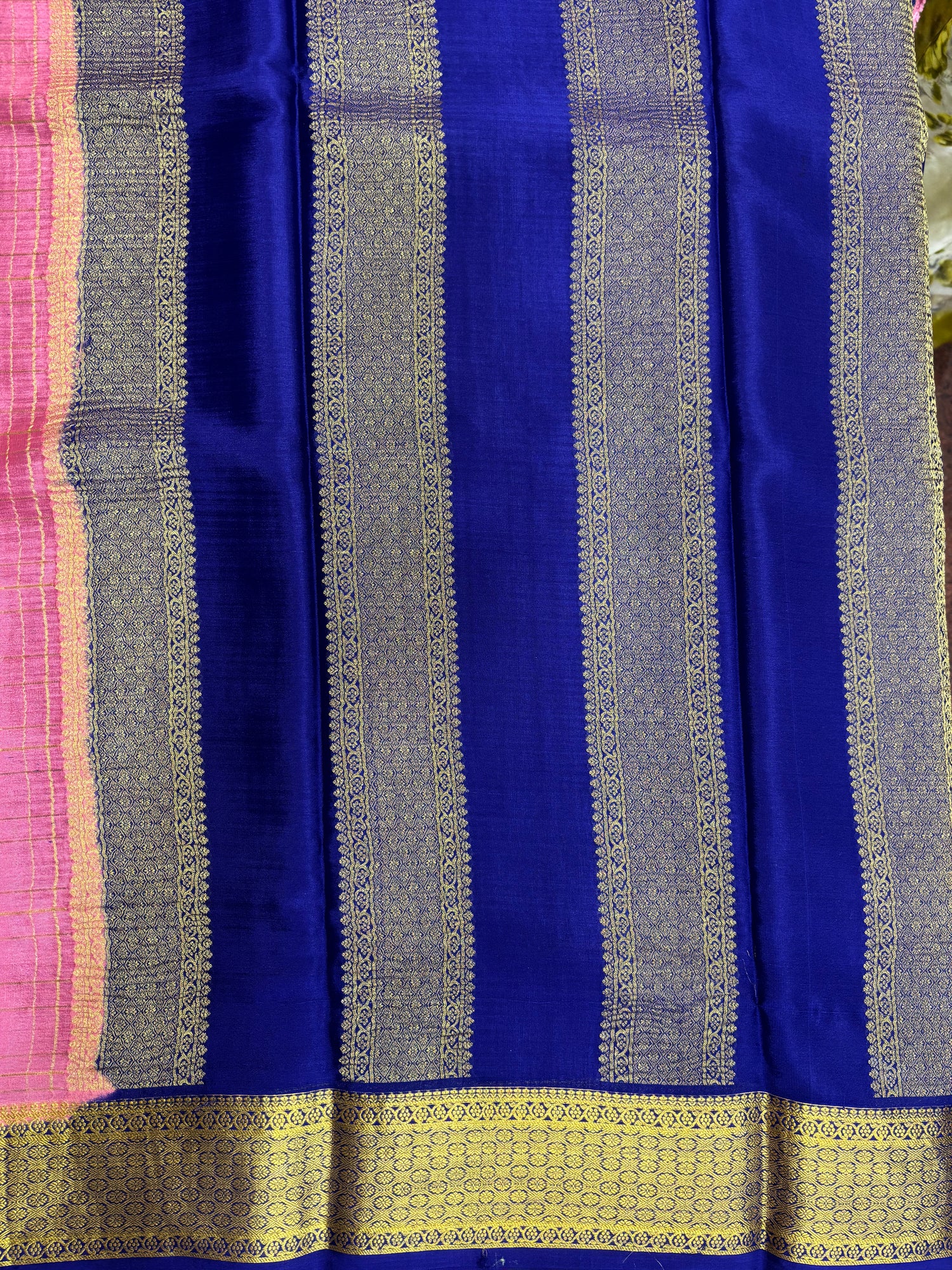 Pure Crepe Silk Chex Saree With Silk Mark (1985)