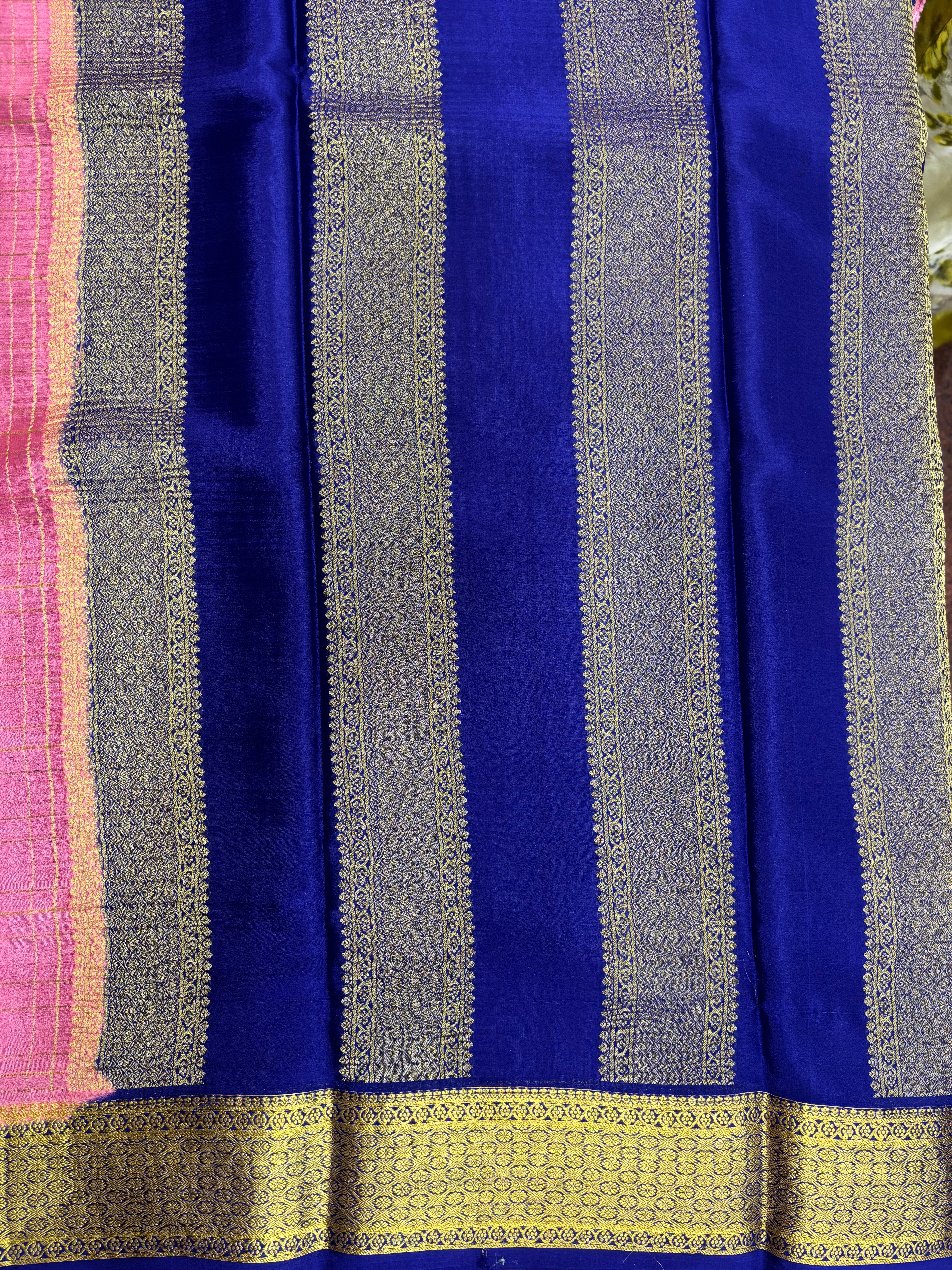 Pure Crepe Silk Chex Saree With Silk Mark (1985)