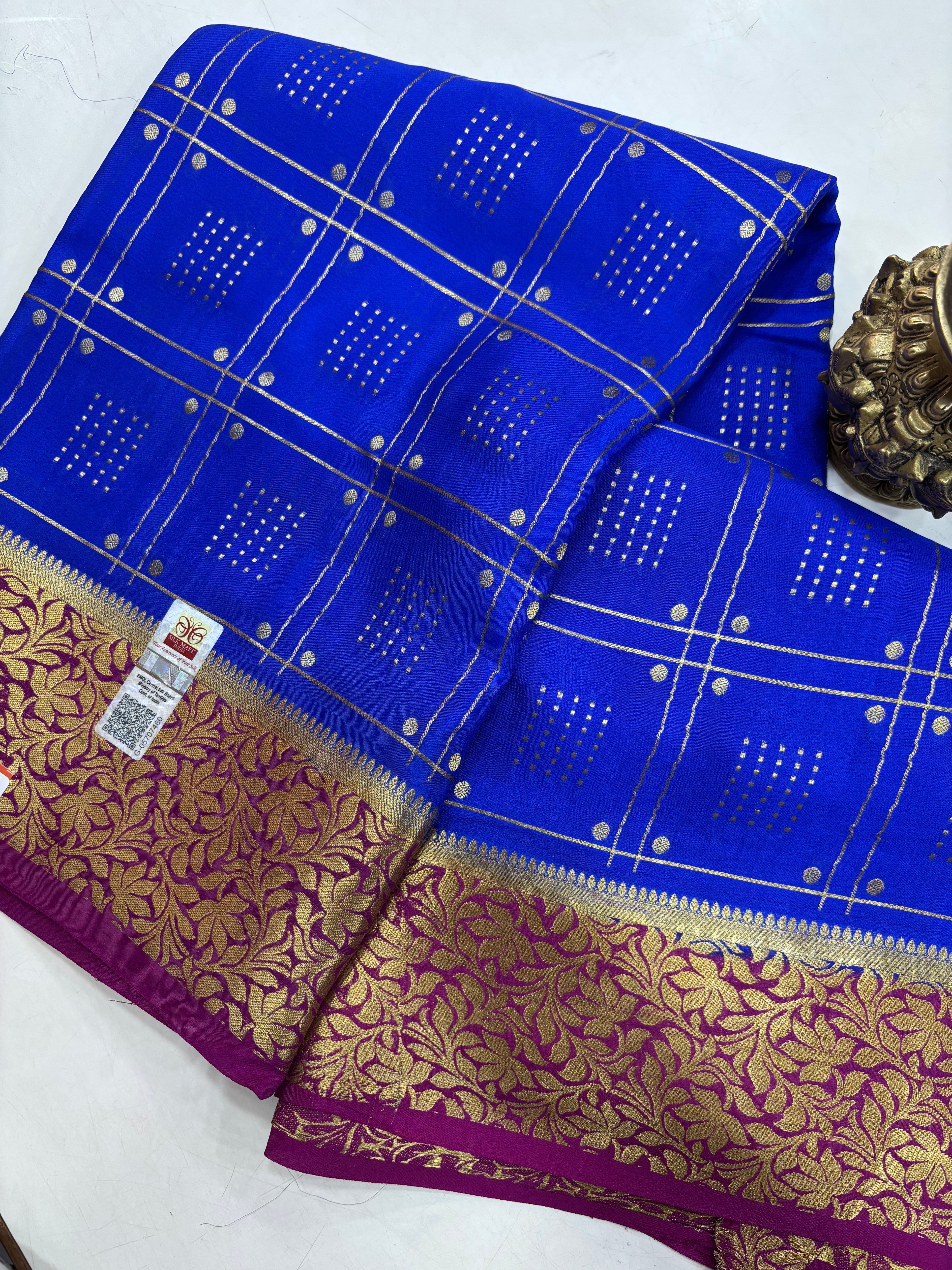 Pure Crepe Silk Chex Saree With Silk Mark (1946)