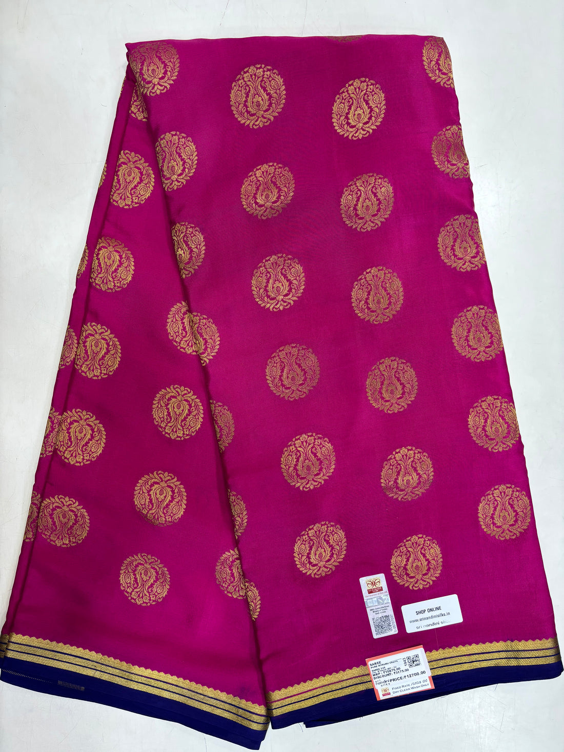 Pure Crepe Silk Body Motif Saree With Silk Mark (1943)