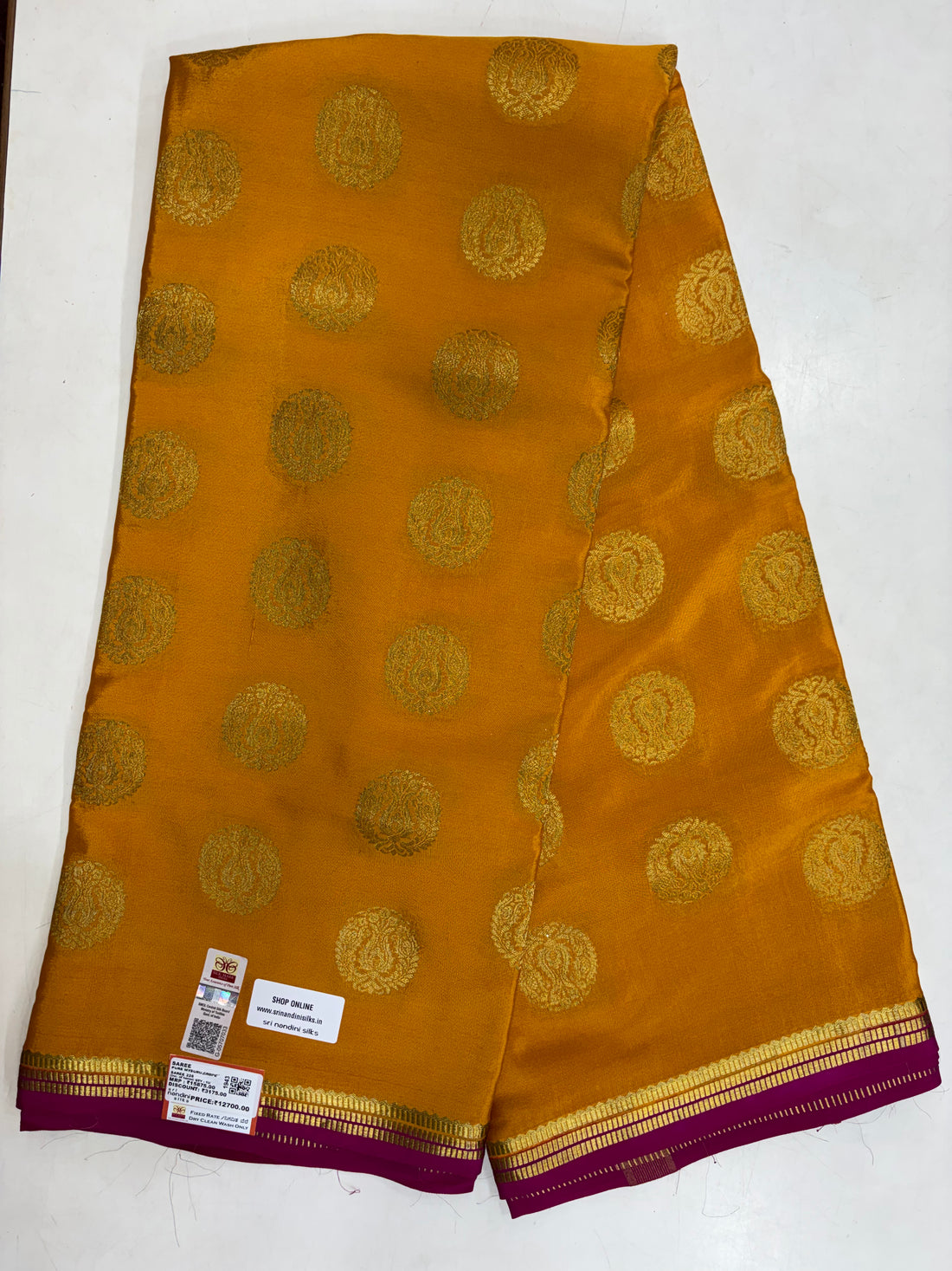 Pure Crepe Silk Body Motif Saree With Silk Mark (1943)