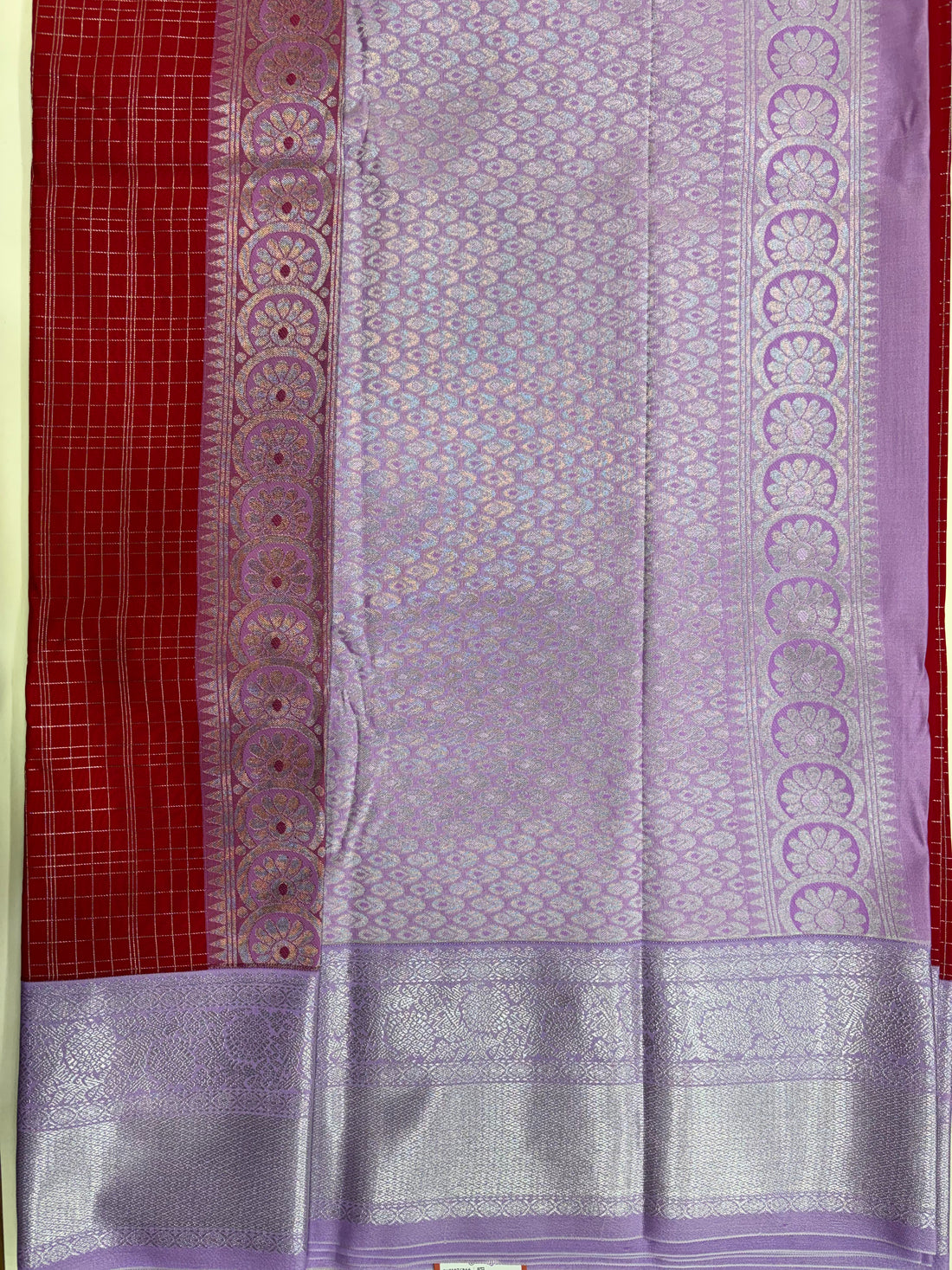 Nandini Kanchi Semi Silk Chex Red Saree (NHM5394)