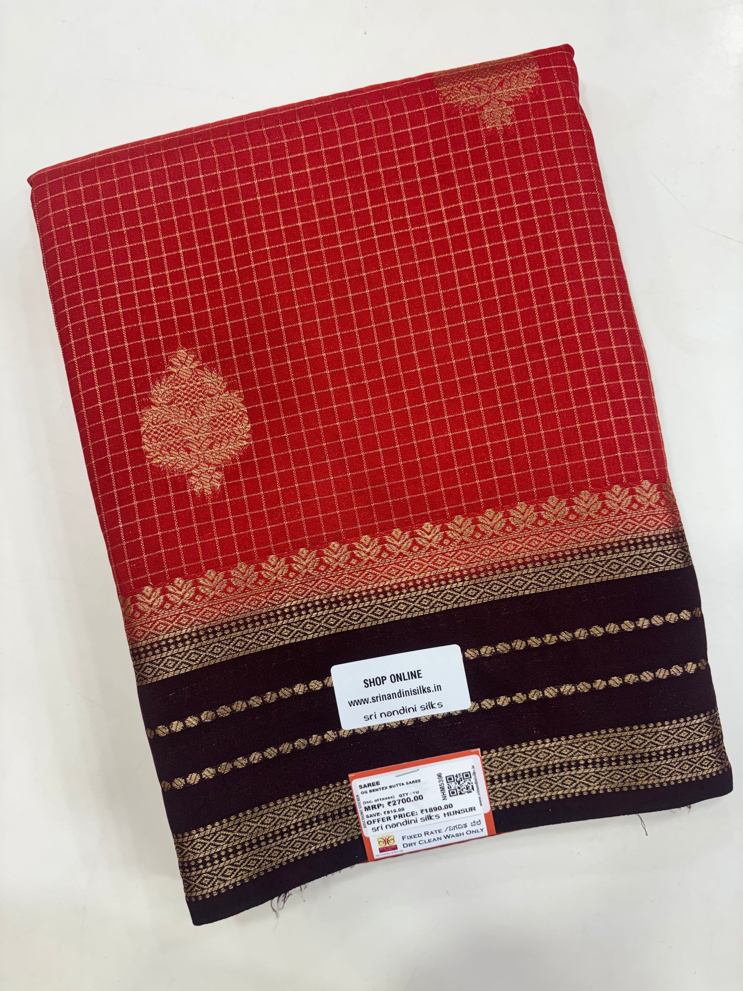OG Chex Bentex Butta Semi Crepe Silk Saree (NHM5396)