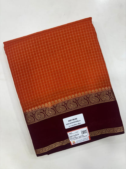 OG Chex Bentex Plain Semi Crepe Silk Saree (NHM5395)