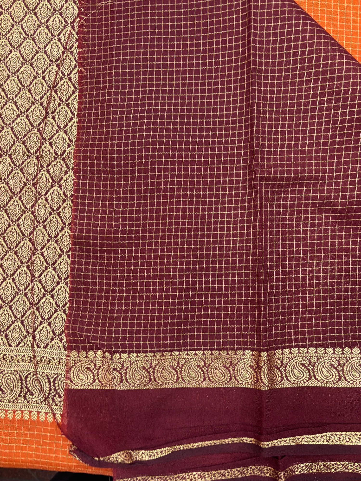 OG Chex Bentex Plain Semi Crepe Silk Saree (NHM5395)