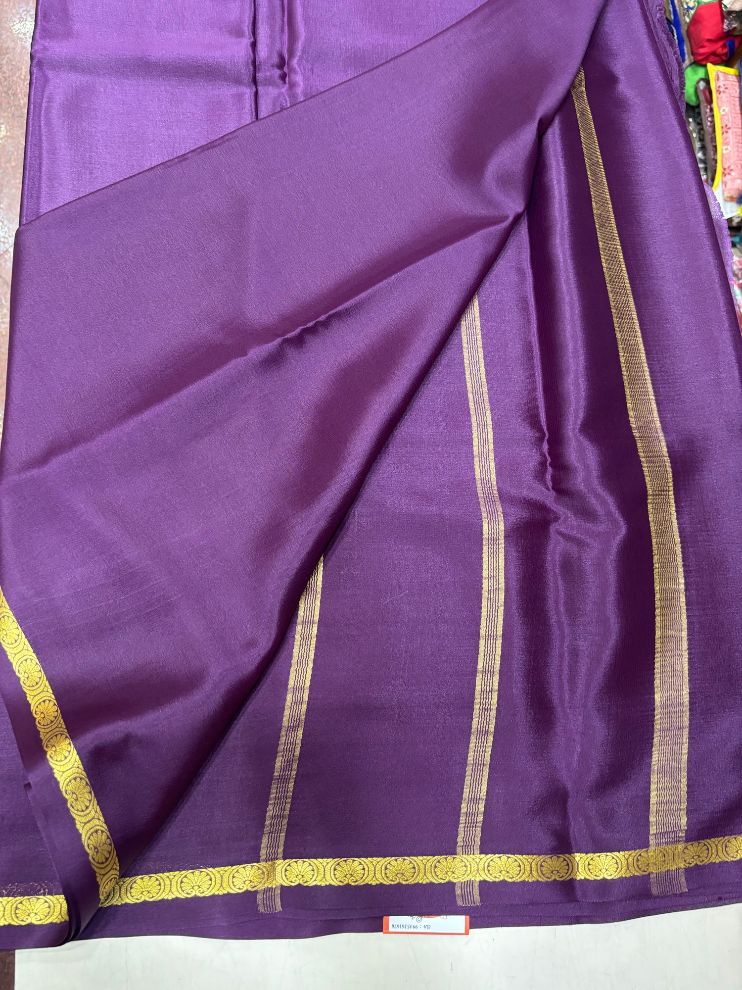 Pure Crepe Silk Saree with Ornate Border w/ Silk Mark (GH6003)