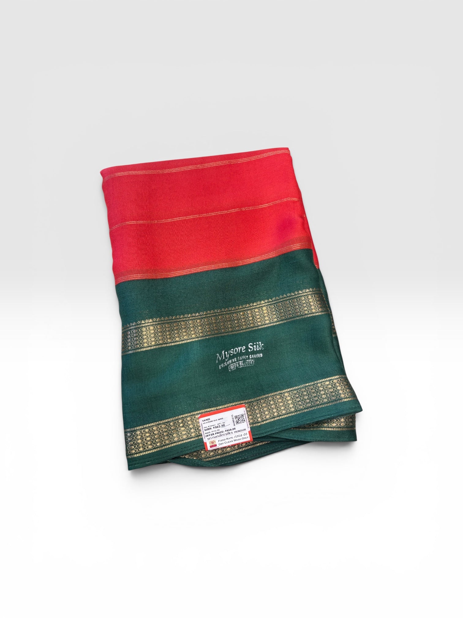 Red &amp; Green Fancy Saree (NHM5815)